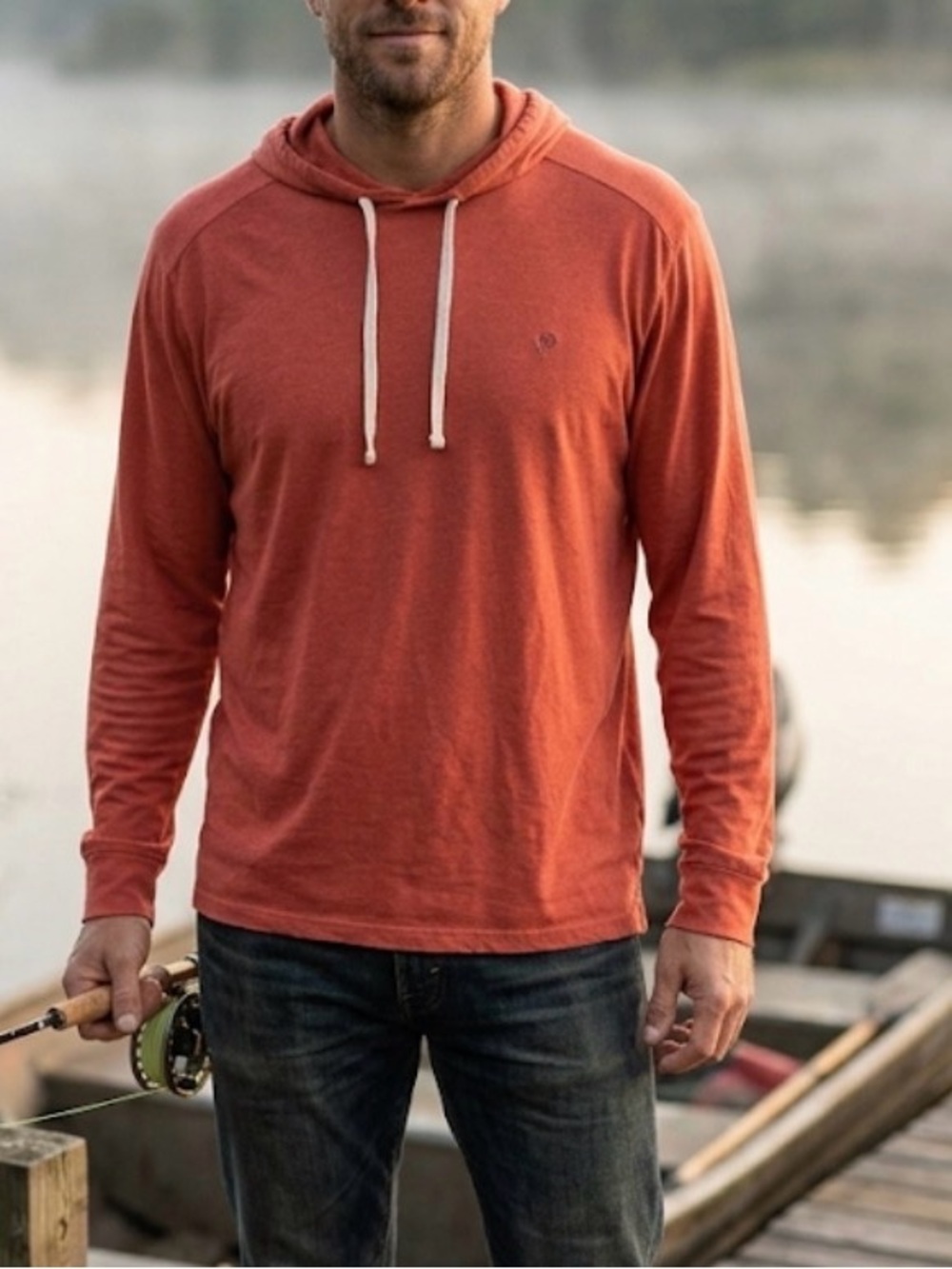 Duck Camp Burnt Orange Lightweight Bamboo Blend Hoodie Long Sleeve Size XL